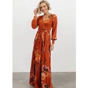 Baltic Born Lydia Maxi Dress Rust Orange Floral Fall Plus Size XXXL 3X